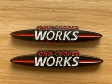 2Pcs Black JOHN COOPER WORKS 90mm Rear Trunk Badge Emblem for Car Mini Cooper picture