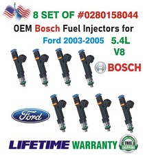 OEM BOSCH x8 Fuel Injectors for 2003-2005 Ford Excursion 5.4L V8 #0280158044 picture