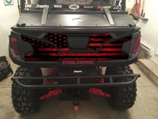 16-CURRENT POLARIS GENERAL 1000 TAILGATE GLOSS RED AMERICAN FLAG DISTRESS picture
