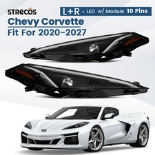LED Headlight For 2020-2027 Chevy Corvette w/Module w/o Motor 10 pins Pair picture