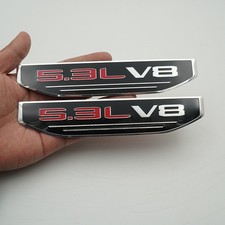 For 2019-2026 5.3L V8 1500 Insert Side Fender Vent Metal Emblems Pair picture