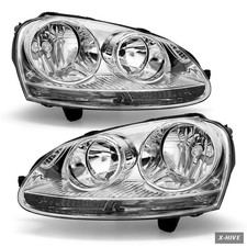 2005-2010 VW Jetta Golf Rabbit Headlight Assembly Chrome Clear Halogen picture