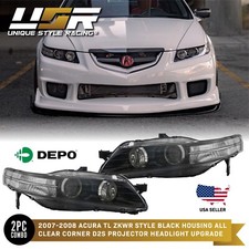 DEPO Black Clear Bi-Xenon D2S Projector Headlights For 07-08 Acura TL Type-S picture