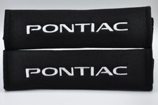 2 pcs (1 PAIR) Pontiac Embroidery Seat Belt Cover Shoulder Pads (White on Black) picture