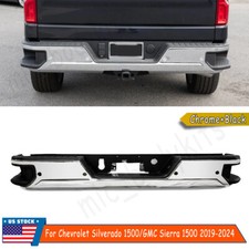 For 2019-2024 Sierra Silverado 1500 Complete Rear Step Bumper Assembly Chrome picture