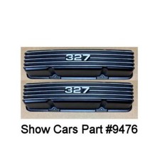 327 ALL 58 -86 SBC SMALL BLOCK CHEVY NEW PAIR FINNED ALUMINUM VALVE COVERS BLACK picture
