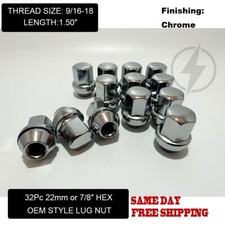 32 Chrome OEM Factory Style Lug Nuts 9/16-18 For 1994-2011 Dodge Ram 2500 3500 picture
