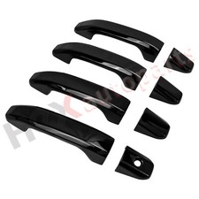 4X Glossy Black Door Handle Covers For 2014-2024 Chevy Silverado GMC Sierra w/KH picture