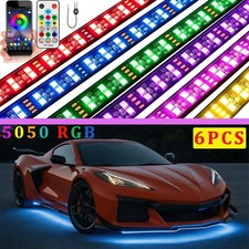 6PCS Underglow Kit Double Row LED Strip Lights RGB For Chevy Corvette C8 C7 C6 picture