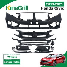 Unpainted Front Bumper Cover Assembly Kit W/ 2× Fog Lights Fit 19-21 Honda Civic picture
