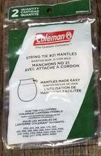 BRAND NEW 2 COLEMAN LANTERN MANTLES #21 STRING TIE 1 PACK OF 2 & FREE DECAL picture