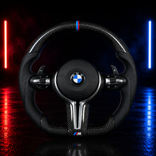 Carbon Fiber Flat Bottom Steering Wheel Perforated Leather for ALL BMW F SERIES picture