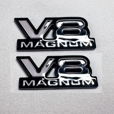 2x V8 Front Fender Door Emblem Chrome Black Badge NamePlate 94-01 Magnum1500 Van picture