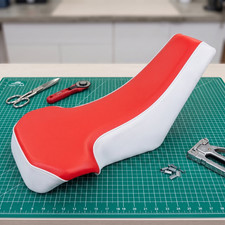 Suzuki LT250R Quadracer Seat Cover For 1987 To 1992 Red White Vinyl Seat Cover picture