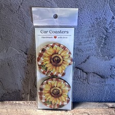 Sublimated Car Coasters-Sunflowers handmade picture