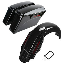 Black Hard Saddlebags &LED Rear Fender System Fit For Harley Electra Glide 93-08 picture