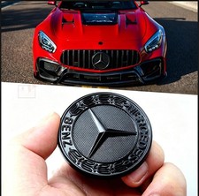 🎁Black 57mm/2.24IN Flat Hood Emblem/Badge/Laurel Wreath For Mercedes-Benz picture