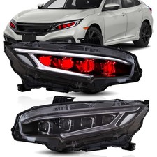 2*VLAND LED Headlights For 2016-2021 Honda Civic w/Startup AnimationDemon Eyes picture