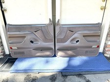 92-96 Ford F150 F250 Bronco MOCHA TAN Front Door Panels Left Right Power Set OEM picture