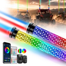 Pair Laser 2FT Fat Whip Lights LED Spiral Chasing Lighted for Can-Am Maverick X3 picture