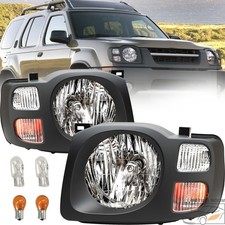 Headlight For 2002-2004 Nissan Xterra Black Halogen With Bulbs Left & Right picture