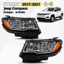 For 2017-2021 Jeep Compass Halogen Headlight w/ Bulbs Left+Right Pair picture