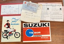 Vintage Suzuki TS50R Owner’s Manual Paperwork Lot Registration Dealer Docs 1973 picture