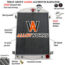 3 Row Aluminum Radiator For  1933-1935 1934 Ford MODEL A Hot Rod Chevy V8 3.3L picture