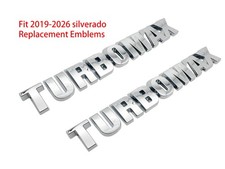 2PCS Chrome Hood Fender Turbomax Emblem Letter Badge 2019+ Silverado 1500 picture