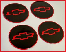 4pcs. Chevy Emblem Badge RALLY WHEEL CENTER HUB CAPS LOGO STICKERS RED 2 1/2