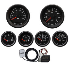 MOTOR METER RACING VD 6 Gauge Set GPS Speedometer MPH °F PSI White LED 85mm 52mm picture