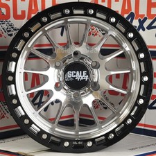17x9 6x139.7 6x5.5 -25 OFFSET SCALE 4x4 S04 MACHINE BLACK LIP 15 SPOKES 4 WHEELS picture