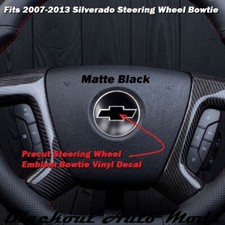 Matte Black Precut Steering Wheel Emblem Bowtie Decal For 2007-2013 Silverado picture