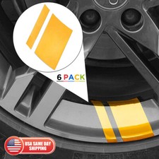 6x Car Wheels Tire Rim Vinyl Decal Racing Stripes Sport Decorate Sticker Yellow picture