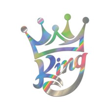 Simple Royal King With Crown Sticker Die Cut Chrome Gold Silver Oil Slick picture