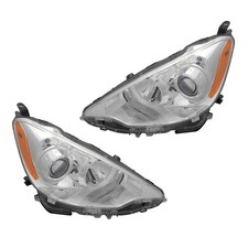 Halogen Headlights Front Lamps Pair Set for 12-14 Toyota Prius C Left & Right picture