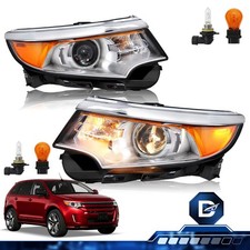 For 2011-2014 Ford Edge Halogen Projector Headlights Lamps Pair w/Bulbs 5 Pins picture