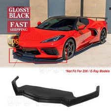 For Corvette C8 Z51 20-26 V2 Style Gloss Black Front Bumper Lip Spoiler Splitter picture