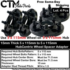 4x 15mm Thick 5x115mm 71.5mm Bore HubCentric Wheel Spacer Charger Challenger 300 picture
