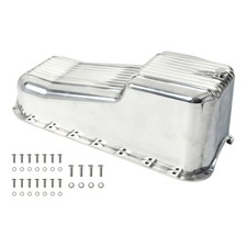 For 58-79 Small Block Chevy SBC 283 305 350 400 Polished Aluminum Finned Oil Pan picture