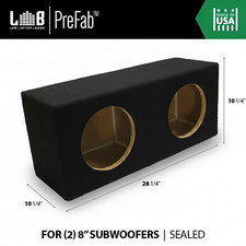 1.20 ft³ Dual Sealed MDF Sub Woofer Enclosure for 8-In. Car Audio Subwoofer Pair picture