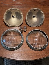 Vintage Pair  1937 1938 Chevrolet Car Head Light Rims Lenses Reflectors Bulbs picture