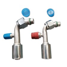 #10 #8 AC Fittings Beadlock A/C Female O Ring 90 Degree with R134a Service Ports picture