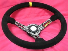 Mint MOMO Ultra JPN 350mm Steering Wheel Black Suede Spokes Horn Button picture