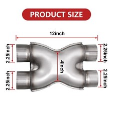 Exhaust X Pipe 2.25 Inch Inlet,Stainless Steel Universal X Pipe 2.25