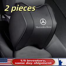 2Pc Black Car Seat Headrest Memory Foam Pillow Head Neck Rest For Mercedes-Benz- picture