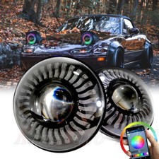 7inch LED Demon Halo Headlights RGB Combo Chasing for Jeep Wrangler JK JKU TJ picture