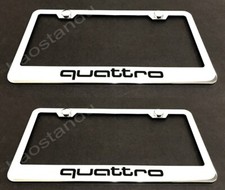 2x QUATTRO STAINLESS Chrome License Plate Frame w/screw Caps picture