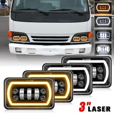 4x For GMC W3500 W4500 W5500 Forward DOT 4x6 LED Headlights Hi/Lo Beam Amber DRL picture