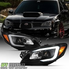 For Black Smoke 06-07 Subaru Impreza WRX LED DRL Light Tube Projector Headlights picture